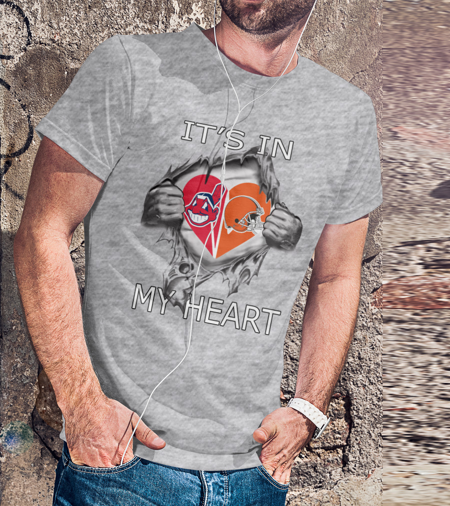 It's In My Heart Browns Indians Heart And Helmet T-Shirt