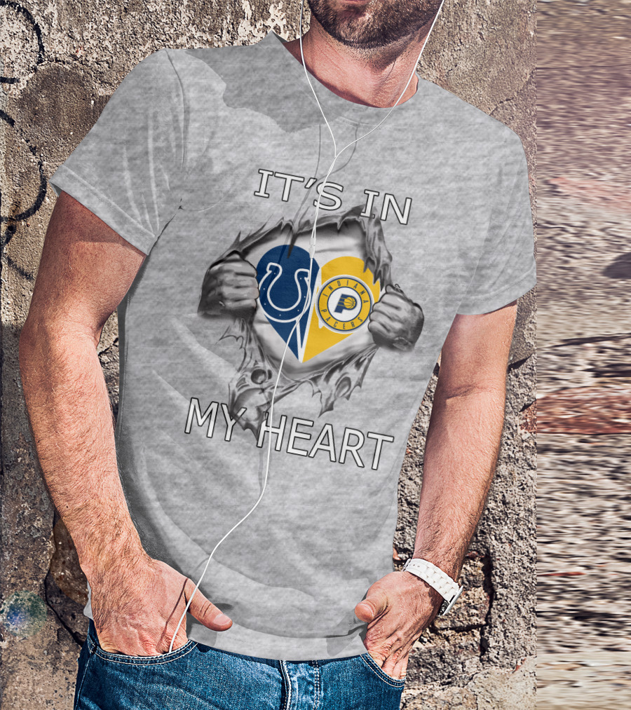 Colts Pacers It's In My Heart Indianapolis Sports Fan Logo Love T-Shirt