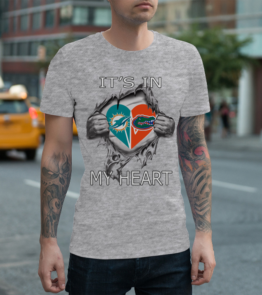 It's In My Heart Dolphins Gators Heart T-Shirt
