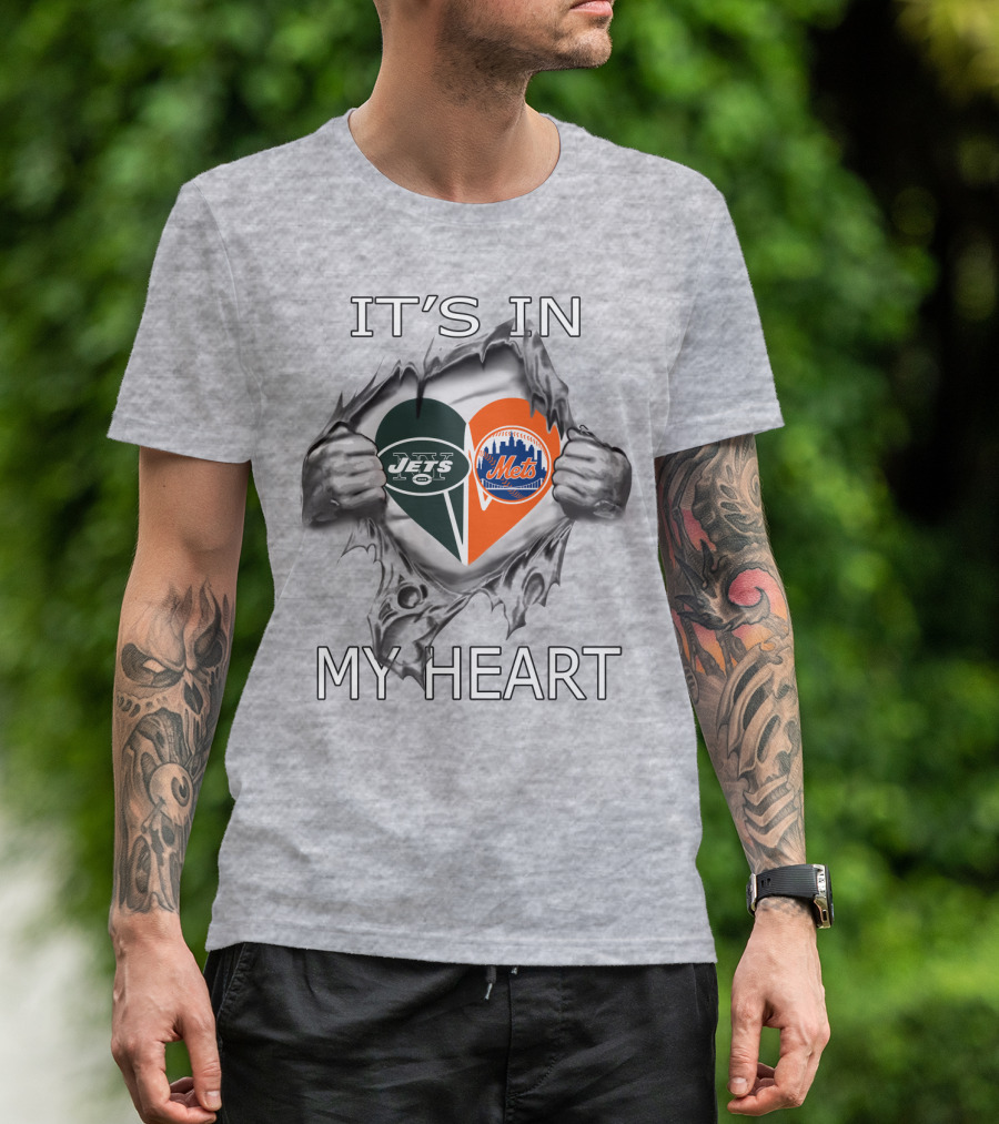It's In My Heart Jets Mets Heart Logos T-Shirt