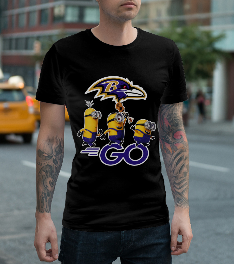 Baltimore Ravens Go Minions Football Mascot Fan T-Shirt