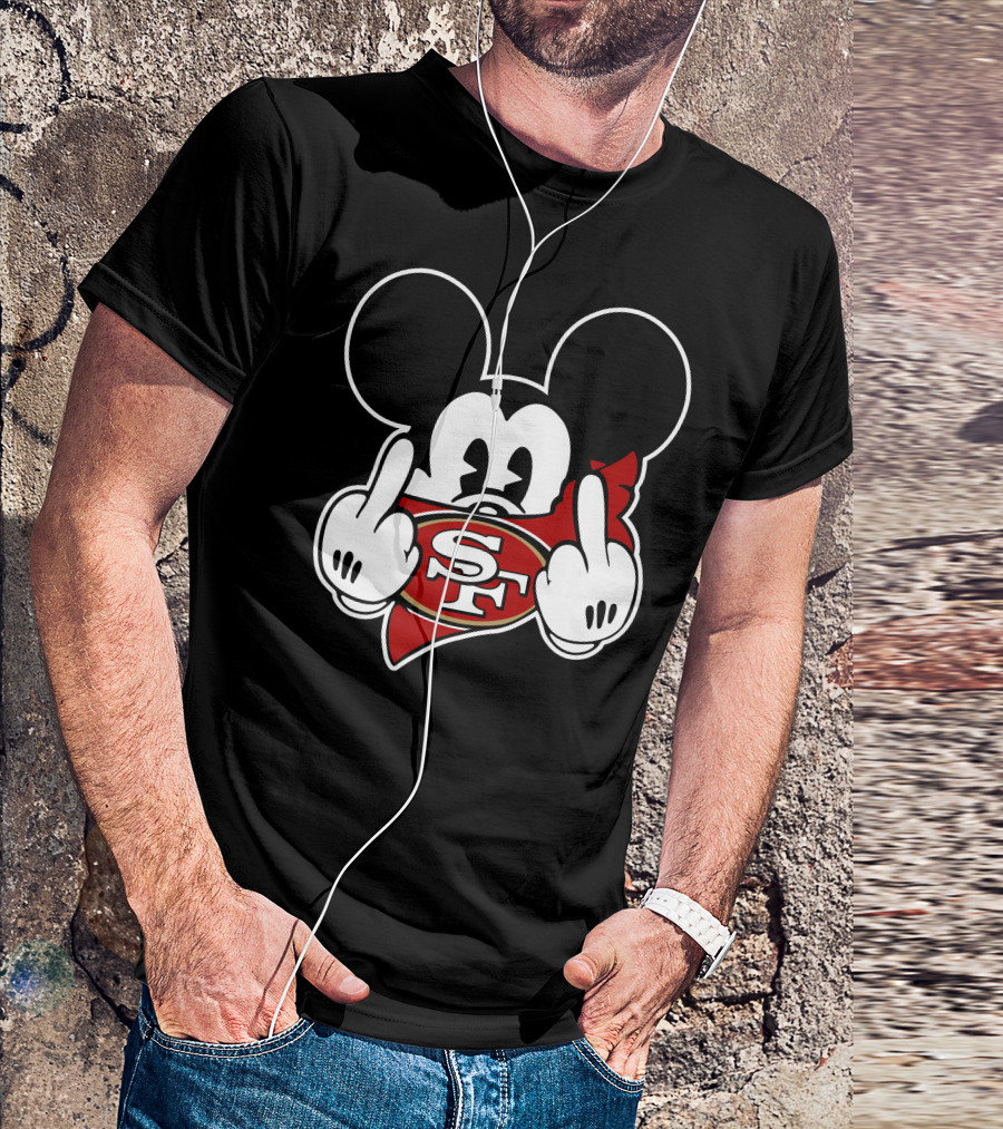 49ers Mickey Sf Logo Middle Finger T-Shirt