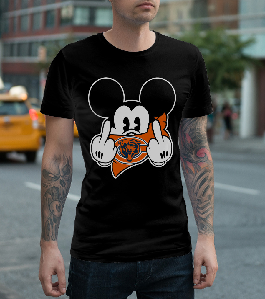 Bears Mickey Chicago Bears Symbol And Gesture T-Shirt