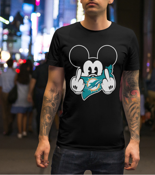 Mickey Mouse Dolphins Fan Logo Gesture T-Shirt