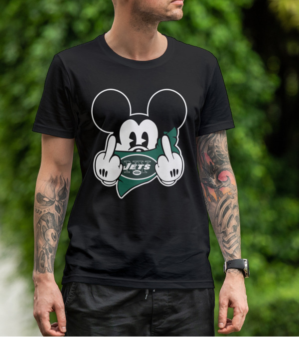 Jets Mickey Mouse Middle Finger T-Shirt