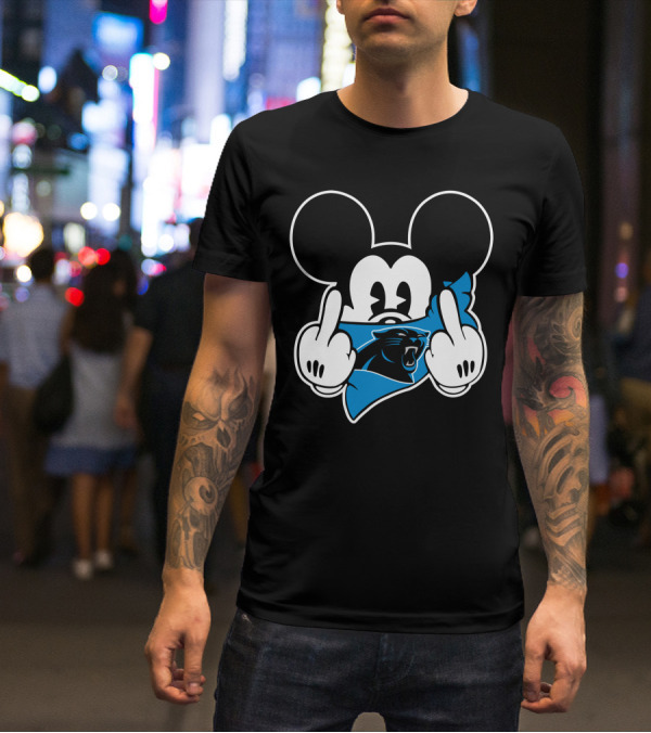 Panthers Mickey Mouse Middle Finger Gesture T-Shirt