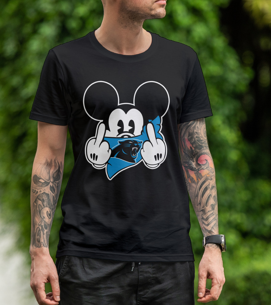 Panthers Mickey Mouse Middle Finger Gesture T-Shirt