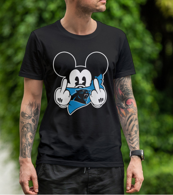 Panthers Mickey Mouse Middle Finger Gesture T-Shirt