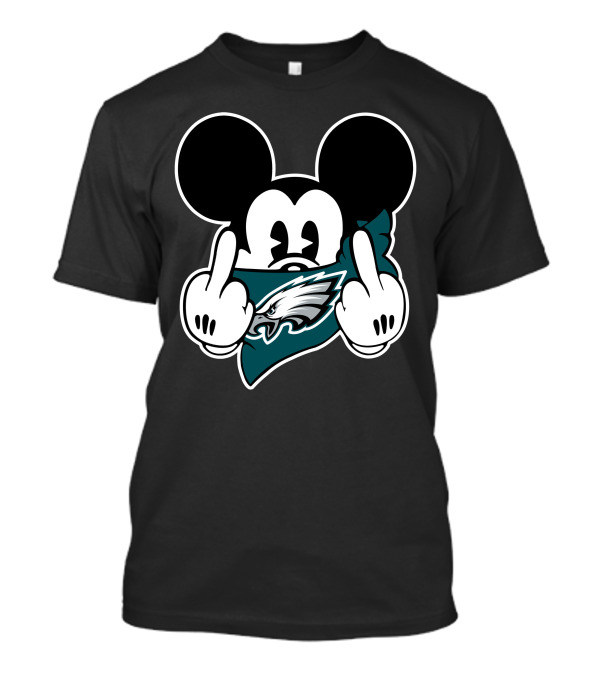 Mickey Mouse Eagles Logo Middle Finger T-Shirt