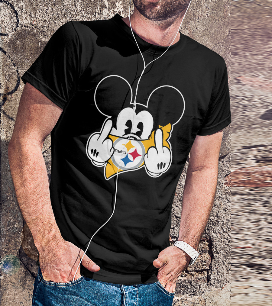 Steelers Logo With Character Giving Middle Finger T-Shirt