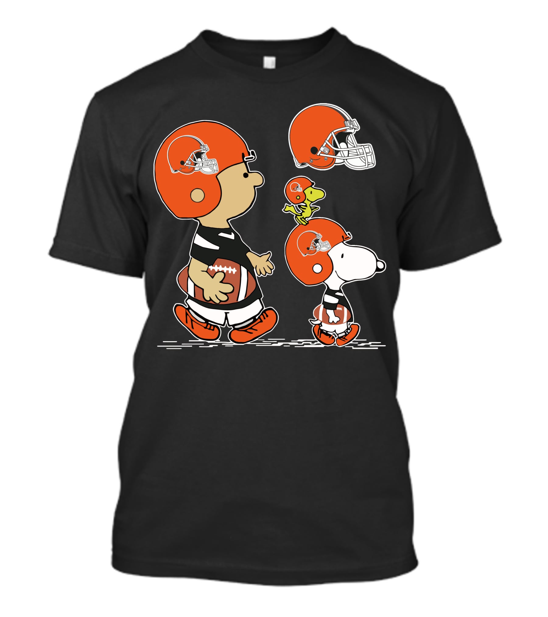Browns Snoopy Charlie Woodstock Football Helmets Peanuts NFL Collaboration T-Shirt