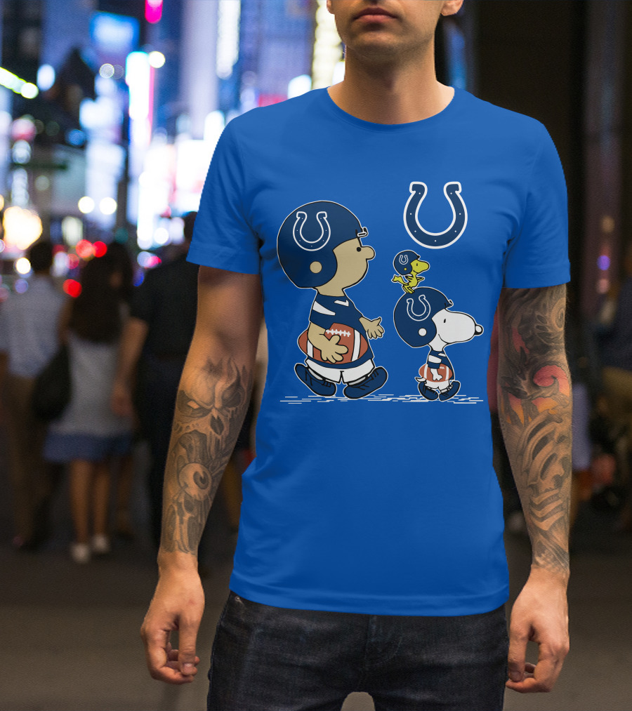 Colts Snoopy And Woodstock Football Helmets T-Shirt