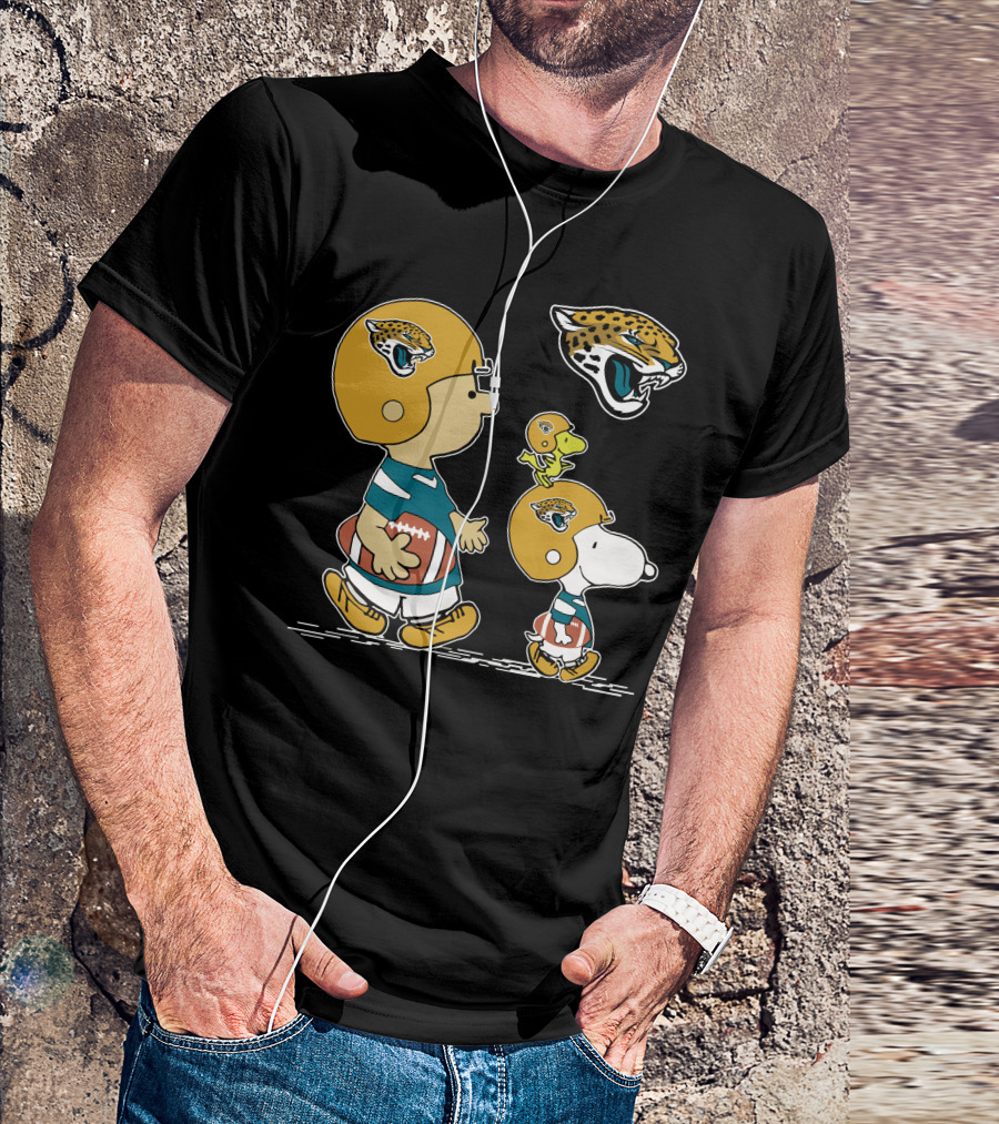 Jaguars Snoopy Charlie Brown Woodstock Football Helmet T-Shirt