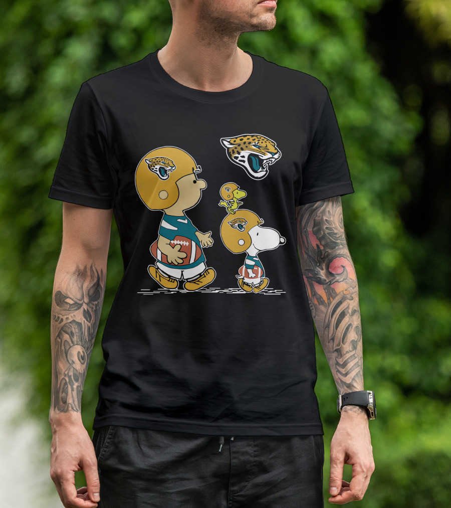 Jaguars Snoopy Charlie Brown Woodstock Football Helmet T-Shirt