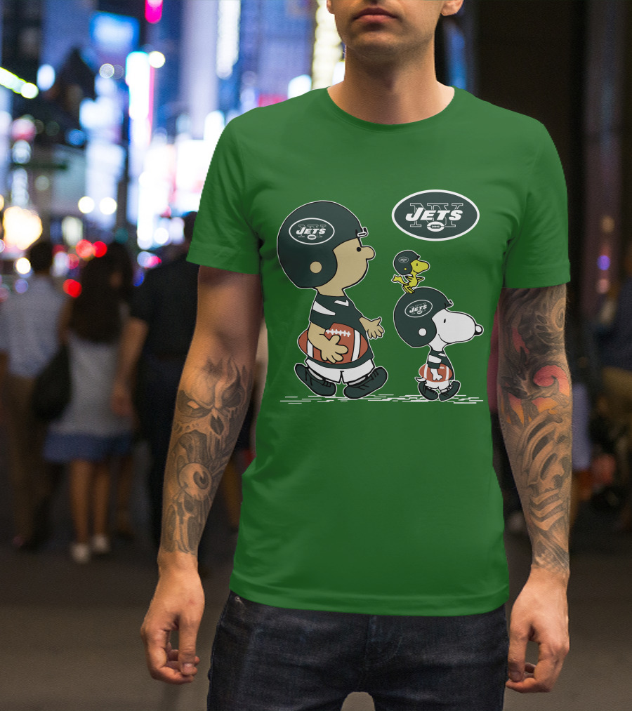 New York Jets Snoopy And Woodstock Football Adventure T-Shirt