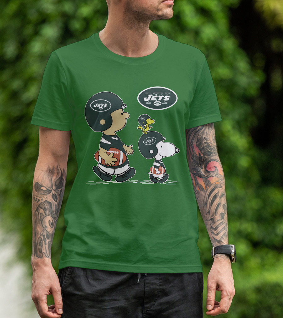 New York Jets Snoopy And Woodstock Football Adventure T-Shirt