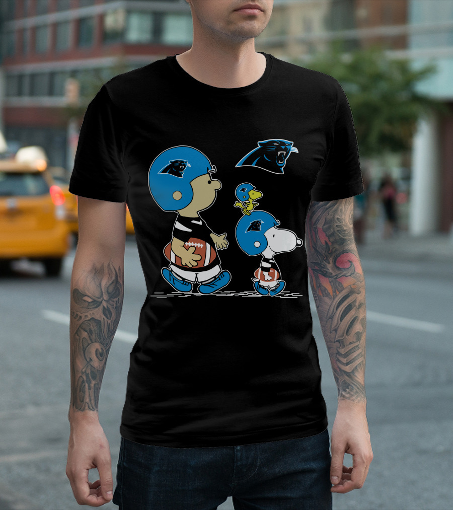 Carolina Panthers Snoopy and Woodstock Football Helmet T-Shirt