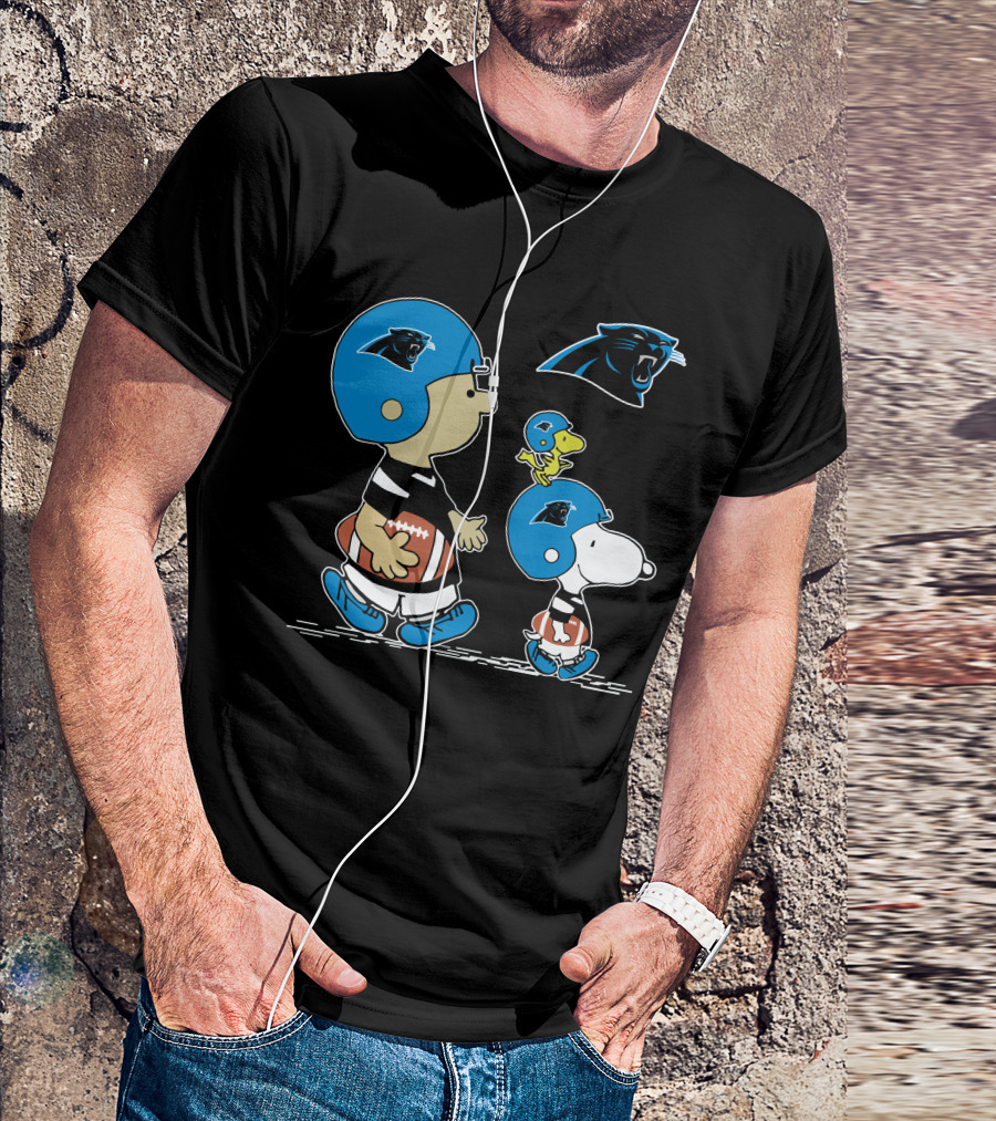 Carolina Panthers Snoopy And Woodstock Football Helmet T-Shirt