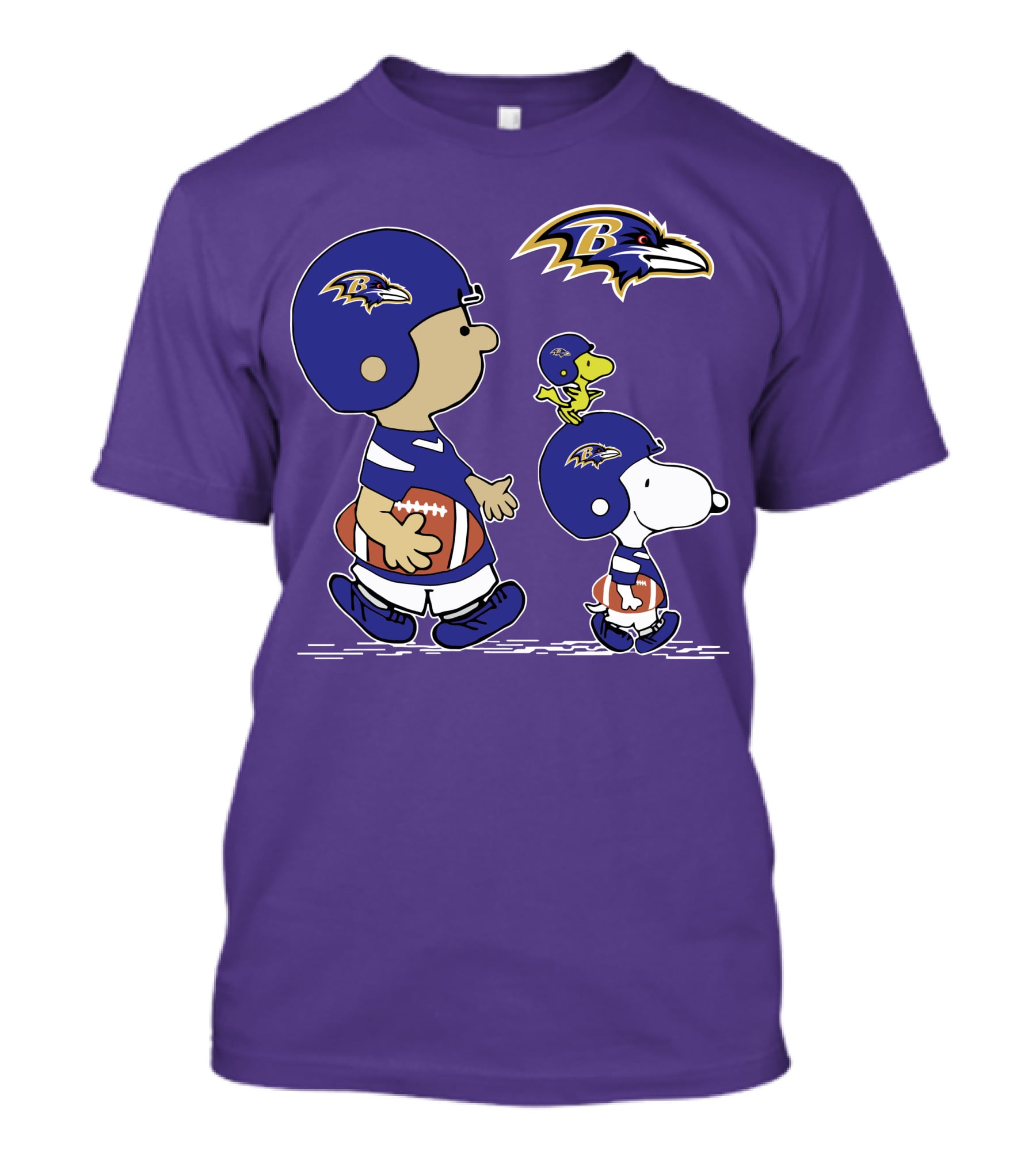 Baltimore Ravens Peanuts Snoopy And Woodstock Football T-Shirt