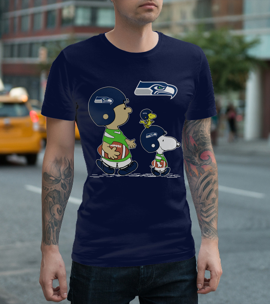 Seahawks Snoopy Football Helmet Friends With Football T-Shirt