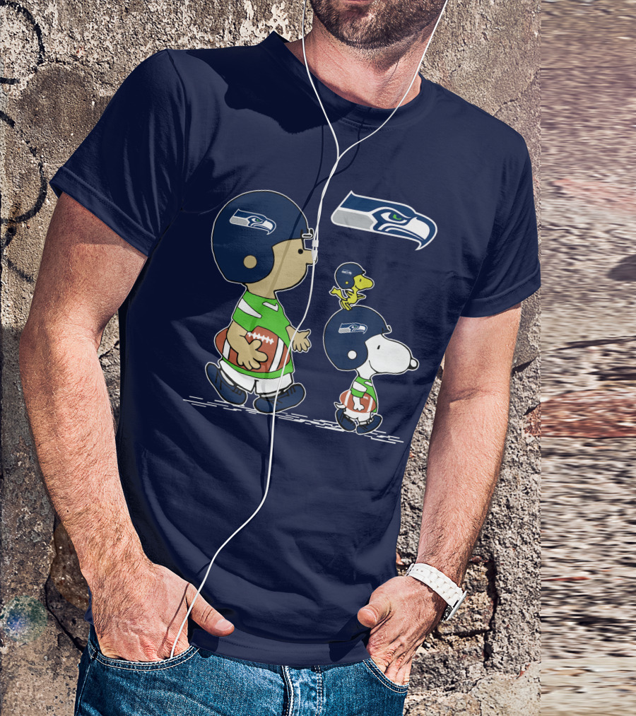 Seahawks Snoopy Football Helmet Friends With Football T-Shirt