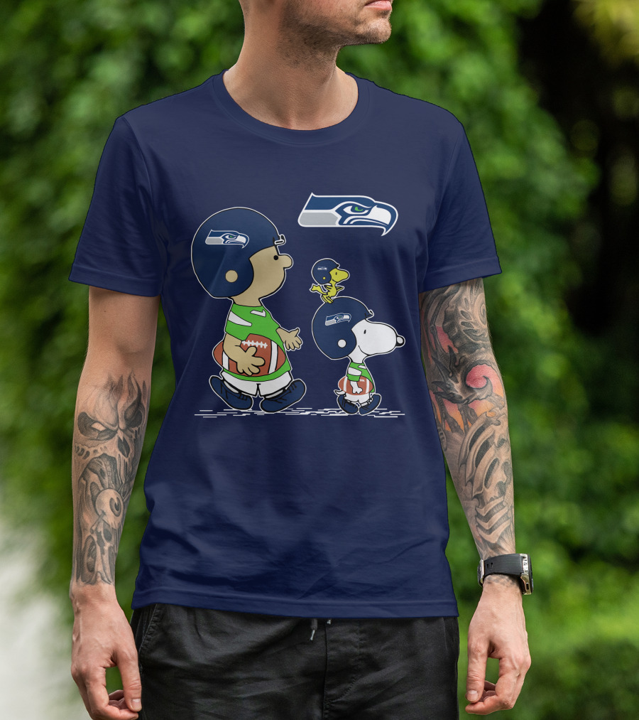 Seahawks Snoopy Football Helmet Friends With Football T-Shirt