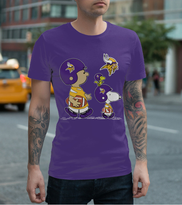 Vikings Snoopy And Woodstock Football Team Fans T-Shirt