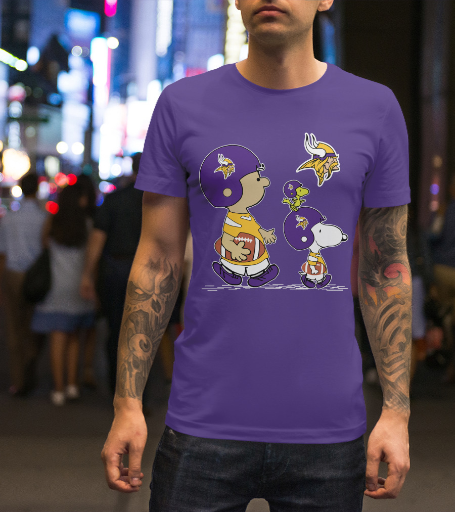 Vikings Snoopy And Woodstock Football Team Fans T-Shirt