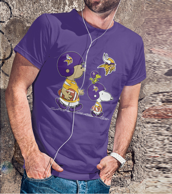 Vikings Snoopy And Woodstock Football Team Fans T-Shirt