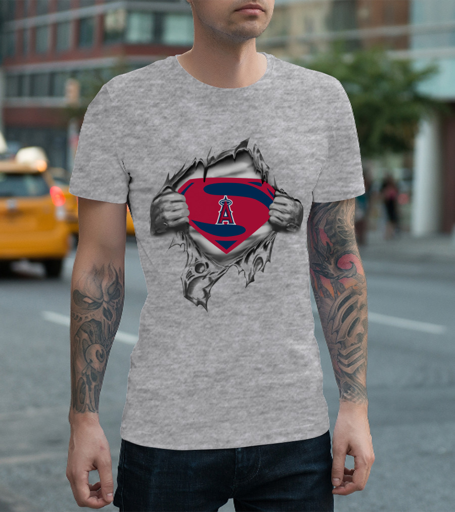 Angels Superman Symbol with Red Shield and Letter A T-Shirt