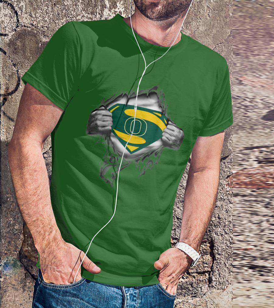 Oregon Ducks Superman Logo Emblem Breaking Through T-Shirt