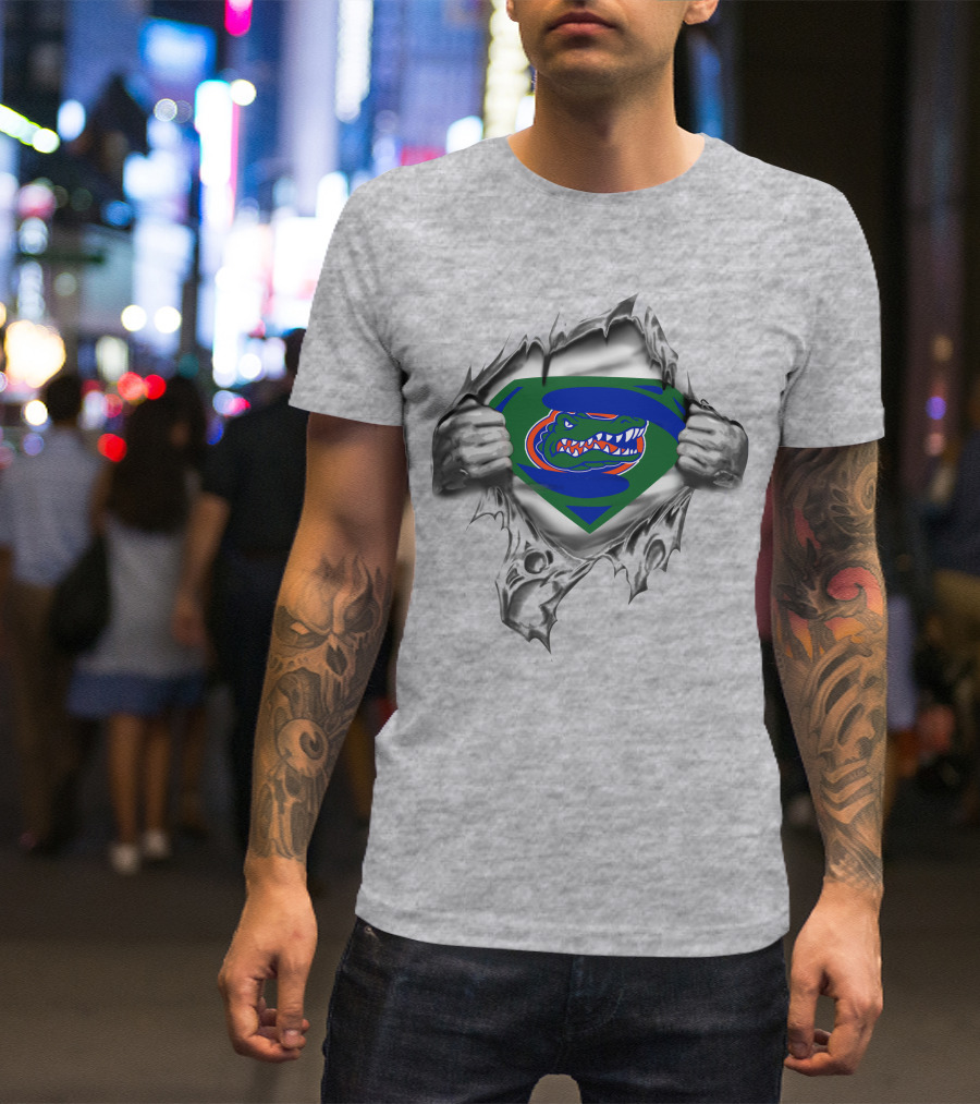 Gators Superman Logo Torn Chest T-Shirt