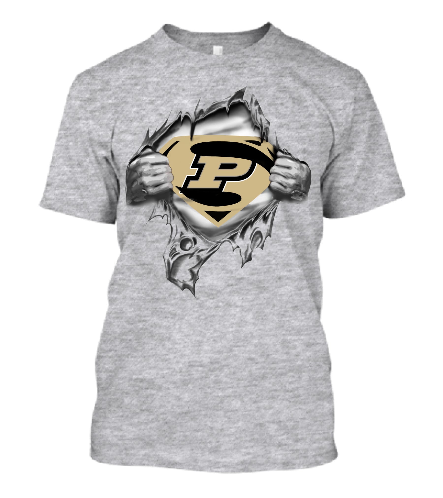 Purdue University Superhero Emblem Torn T-Shirt