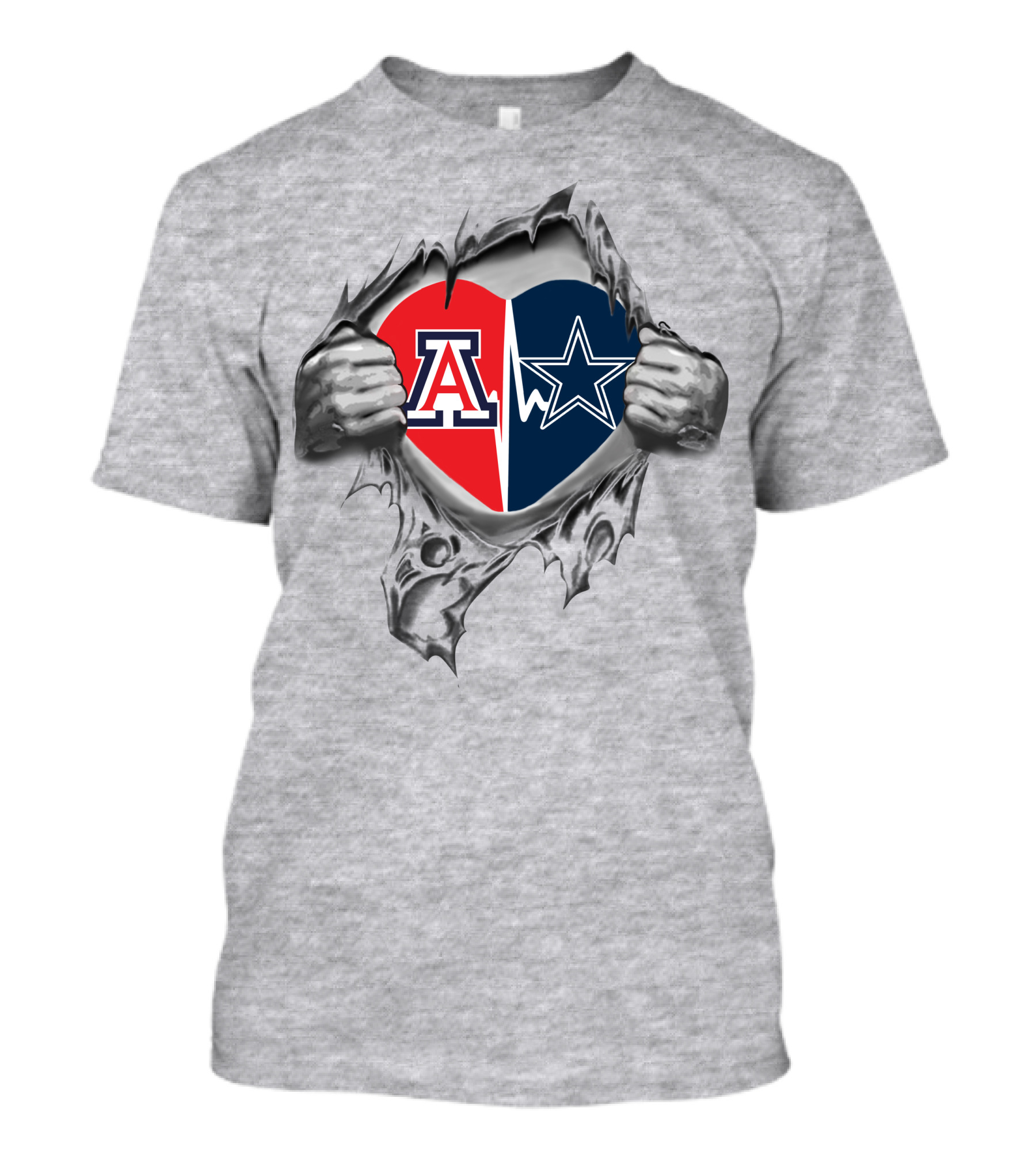 Cowboys Arizona Wildcats Heart Torn Steel T-Shirt