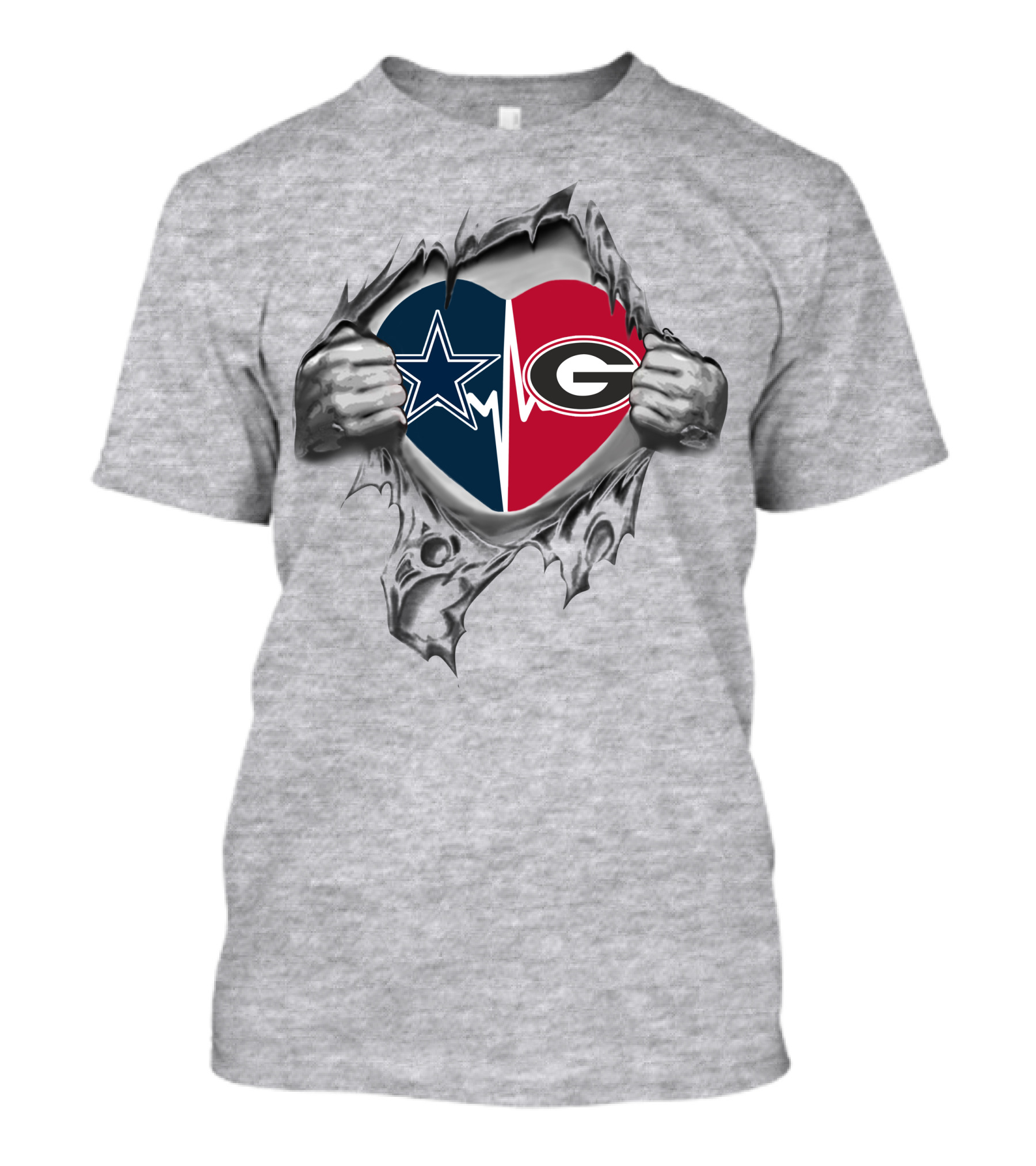Cowboys Star Georgia Bulldogs Heart T-Shirt