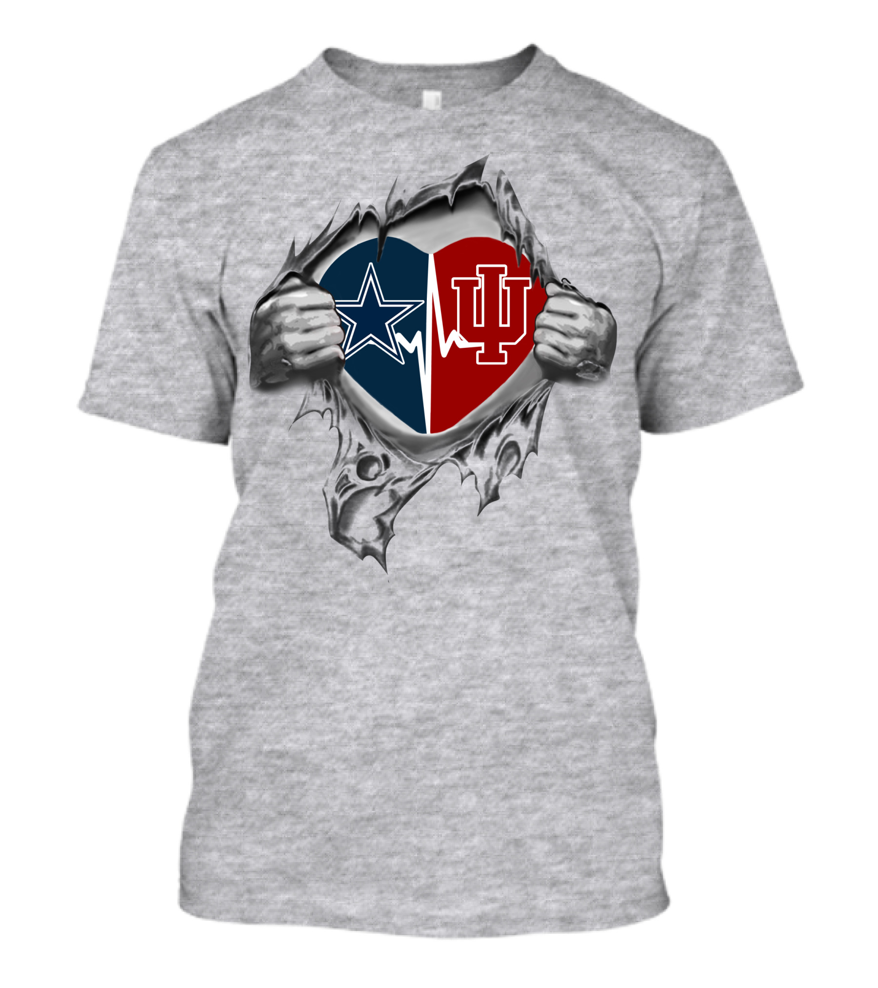 Cowboys Hoosiers Heartbeat Split Loyalty T-Shirt