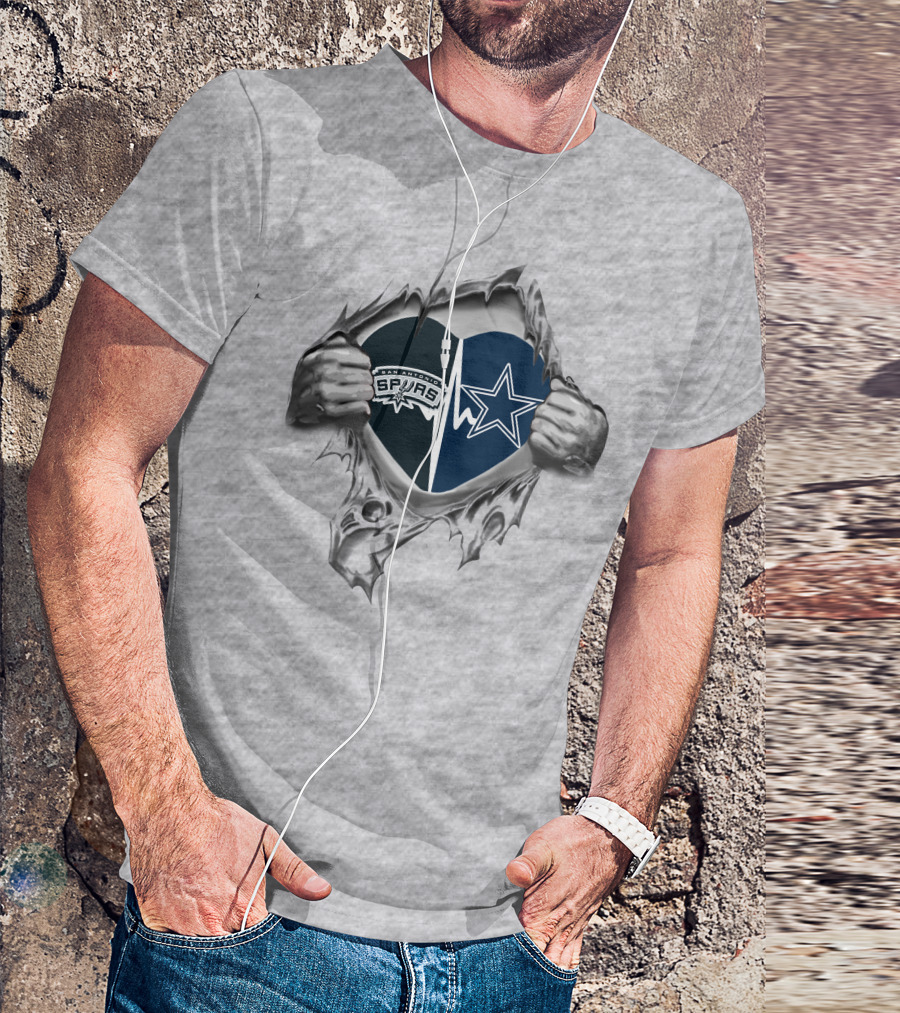 Cowboys And San Antonio Spurs Heart T-Shirt