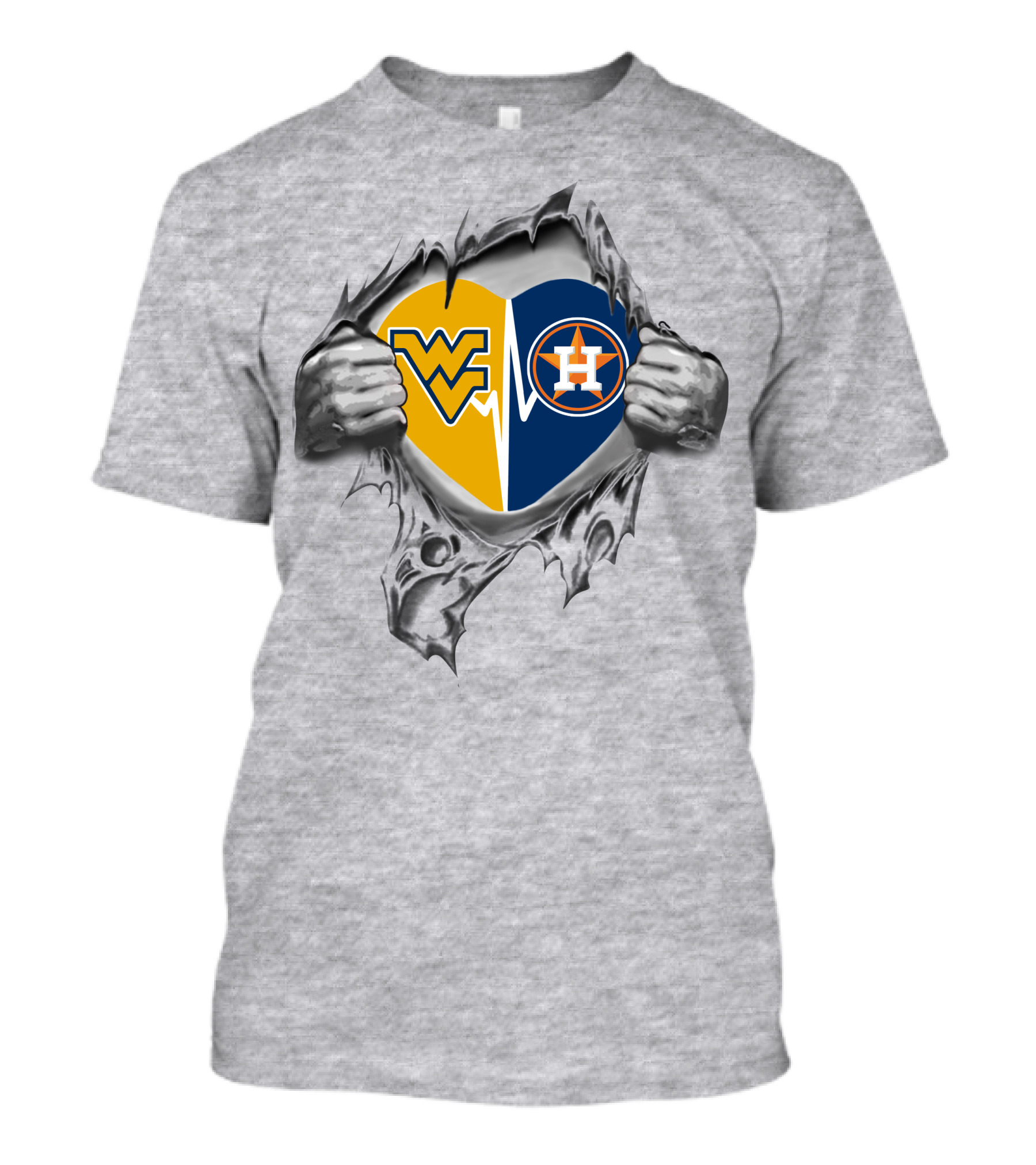 Astros West Virginia Mountaineers Heartbeat Loyalty T-Shirt