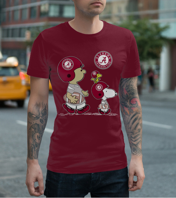 Alabama Crimson Tide Snoopy Peanuts Football Charlie Brown Woodstock T-Shirt
