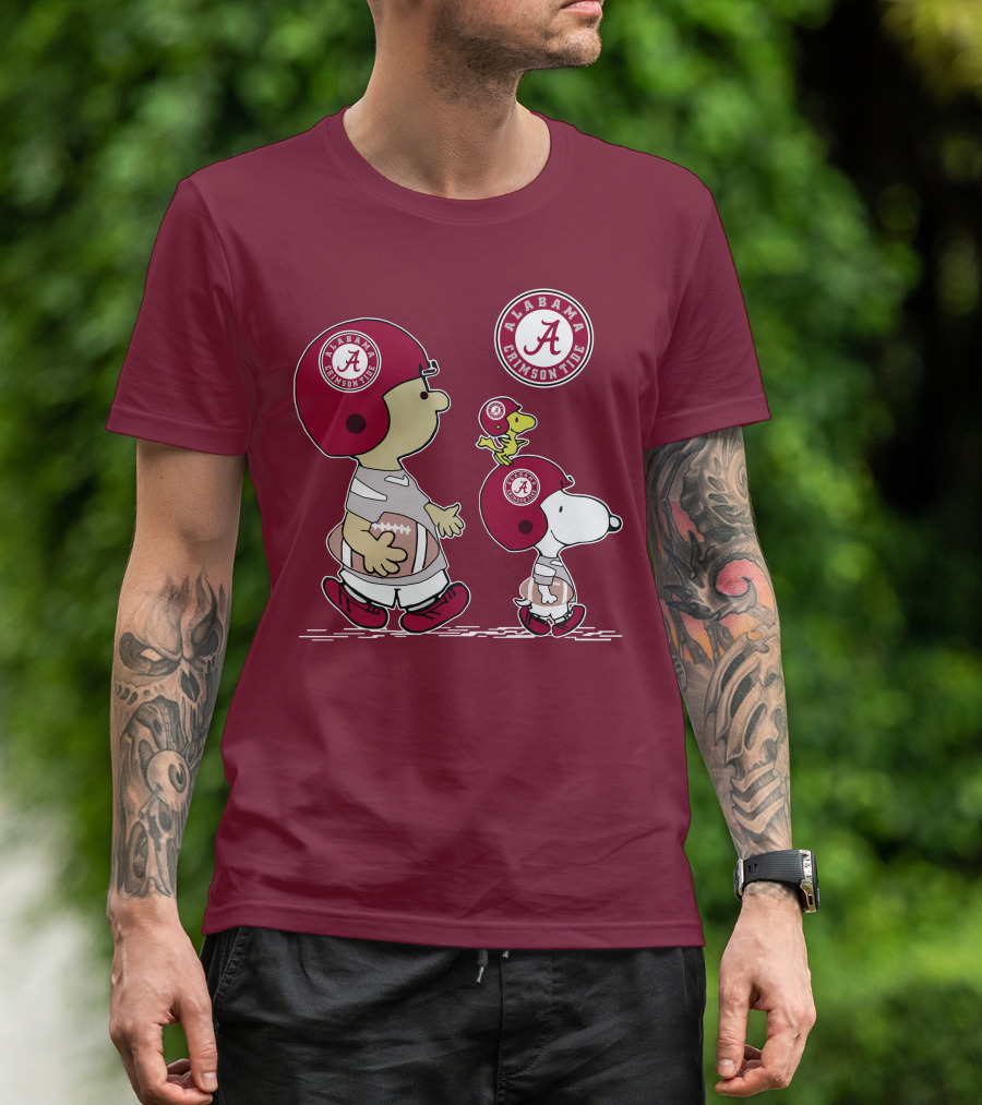 Alabama Crimson Tide Snoopy Peanuts Football Charlie Brown Woodstock T-Shirt
