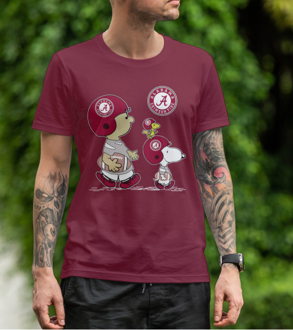 Alabama Crimson Tide Snoopy Peanuts Football Charlie Brown Woodstock T-Shirt
