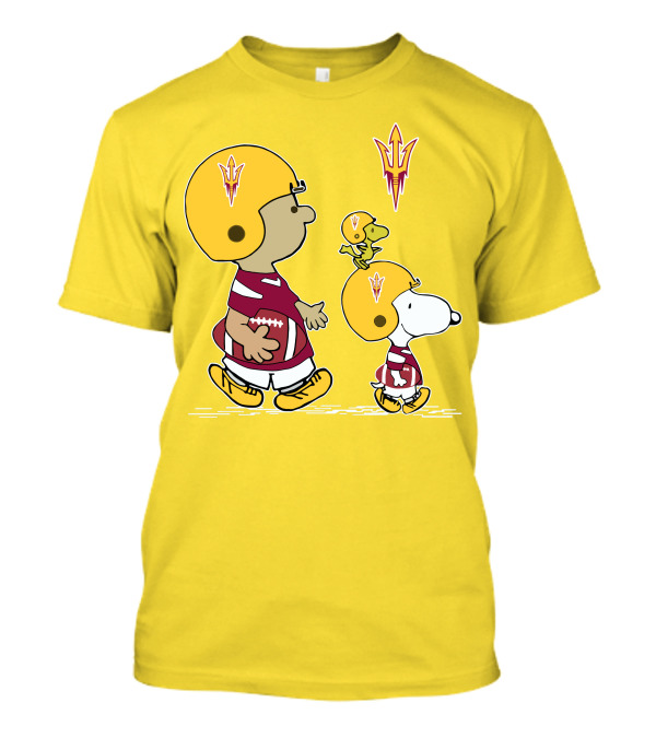 Arizona State Sun Devils Peanuts Football Players Charlie Brown Snoopy Woodstock T-Shirt