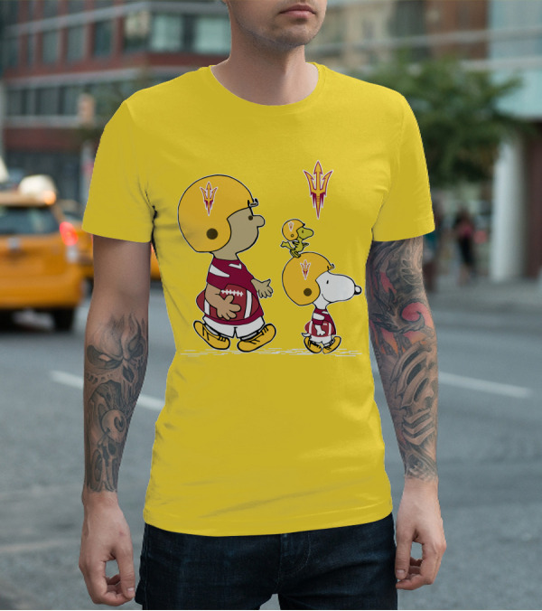Arizona State Sun Devils Peanuts Football Players Charlie Brown Snoopy Woodstock T-Shirt