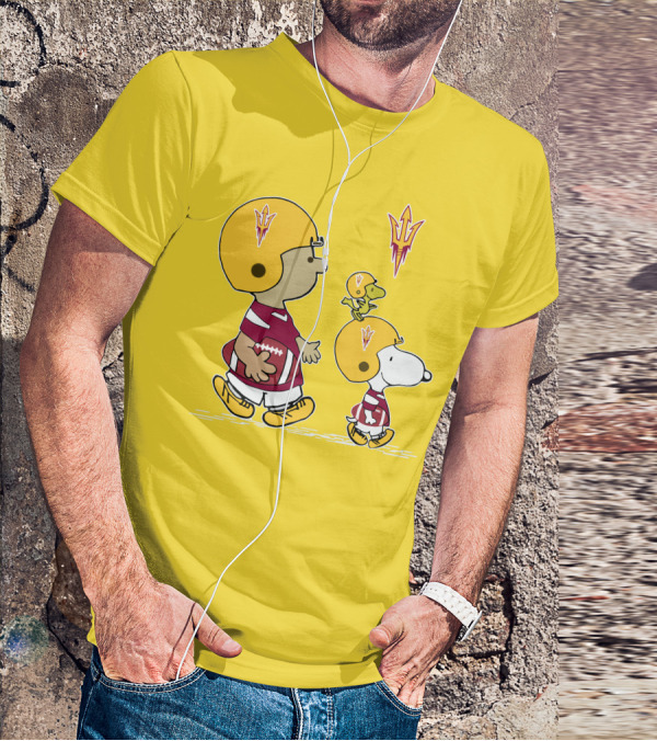 Arizona State Sun Devils Peanuts Football Players Charlie Brown Snoopy Woodstock T-Shirt