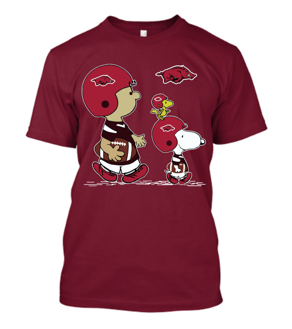 Arkansas Razorbacks Snoopy Football Peanuts Characters With Helmets T-Shirt