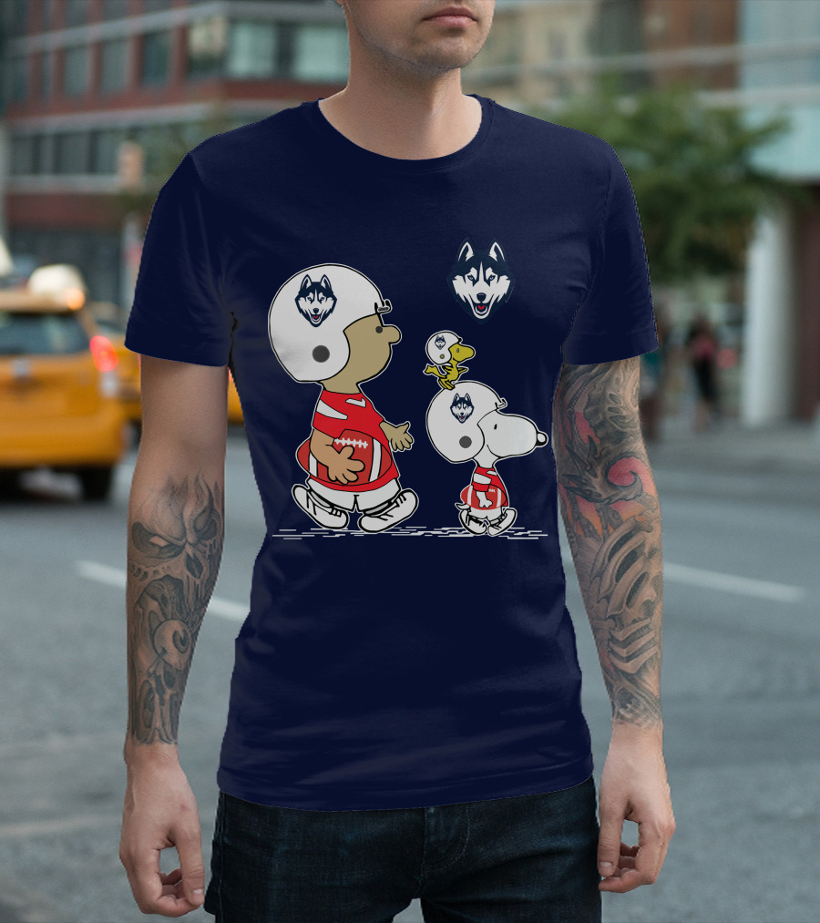 Connecticut Huskies Football Snoopy Woodstock Peanuts T-Shirt