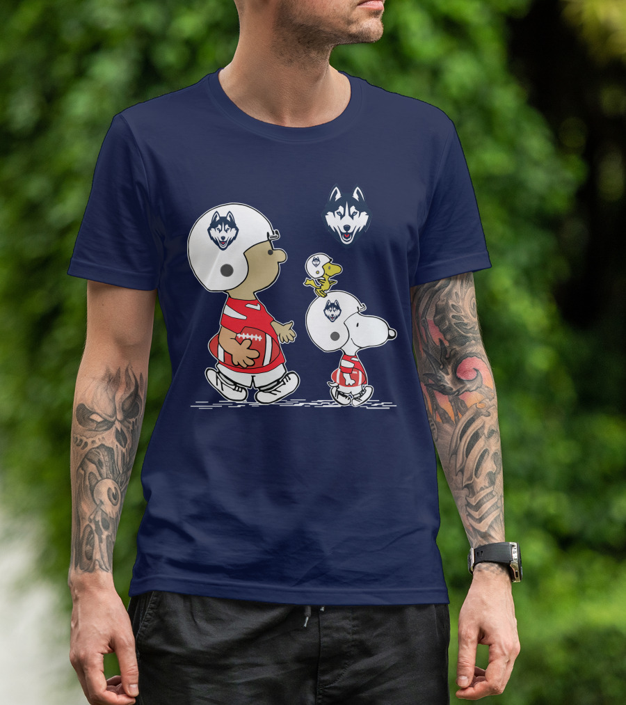 Connecticut Huskies Football Snoopy Woodstock Peanuts T-Shirt