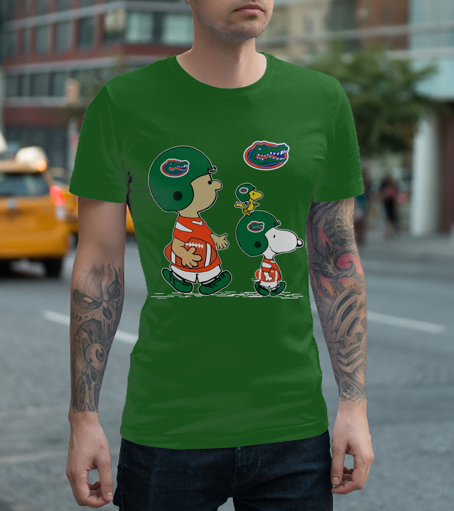Florida Gators Snoopy and Woodstock Football Helmets T-Shirt