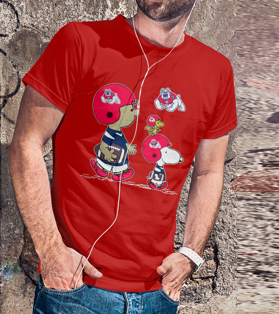 Fresno State Snoopy And Woodstock Football Bulldogs Kids T-Shirt