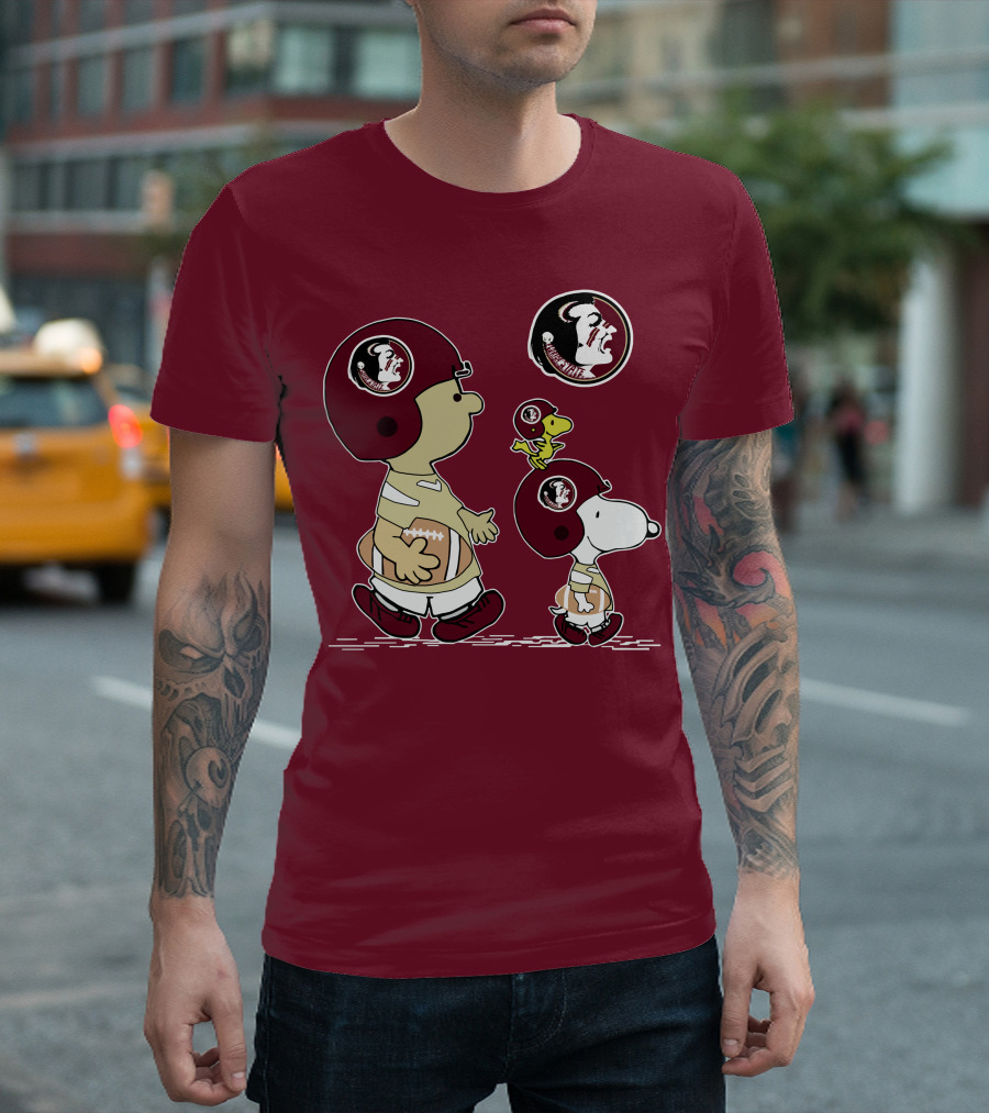 FSU Seminoles Snoopy And Woodstock Football Helmet T-Shirt